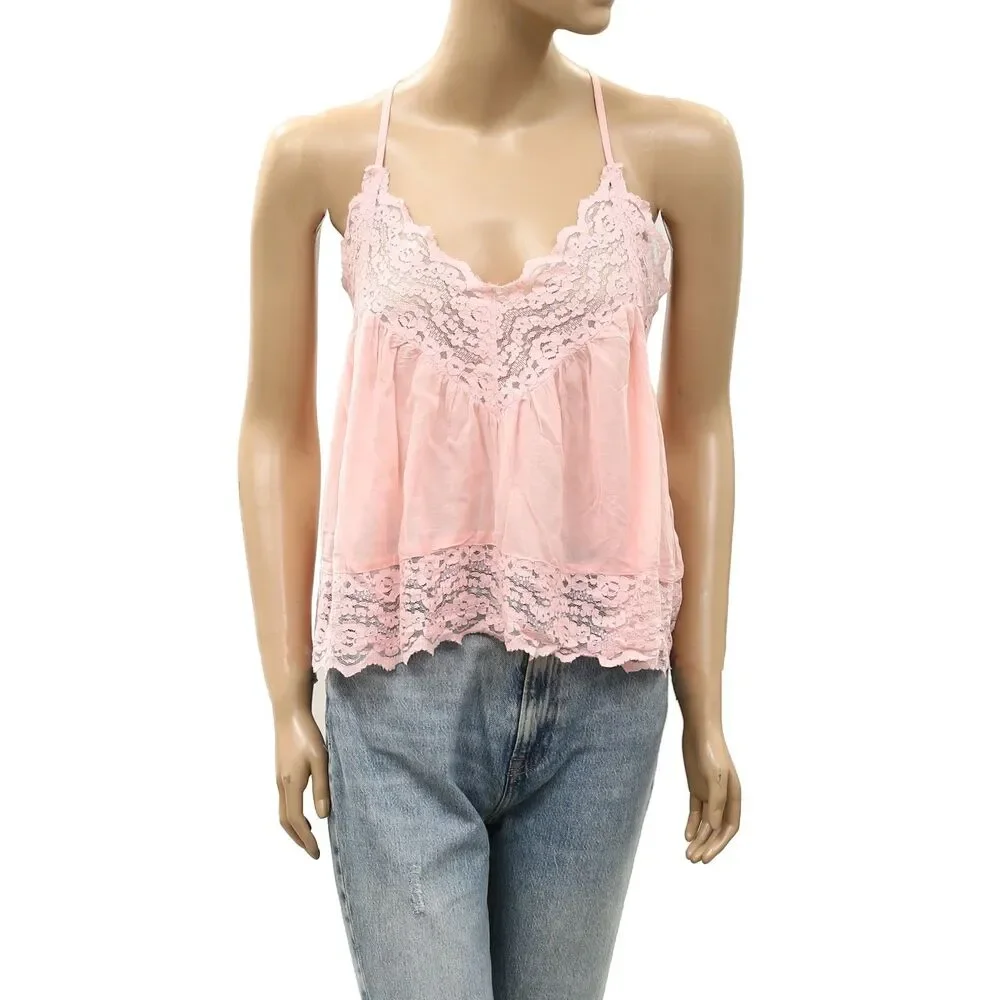 Intimately Free People Fiona Cami Blouse Top Tank Sleeveless Lace Slip S 289632